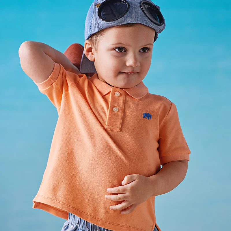 Dave Bella Boys Short Sleeve Polo Children Casual Summer T-shirt Sports Outdoor Cotton Shirt Top Kids Brother Clothes DB2240619