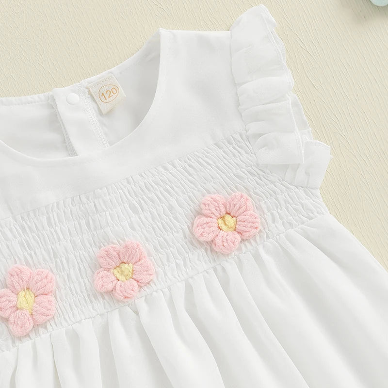 Adorable Baby Girls Floral Print Sleeveless Ruffle Dress for Summer Beach Wedding Party Casual Outfit Cute Dresswear