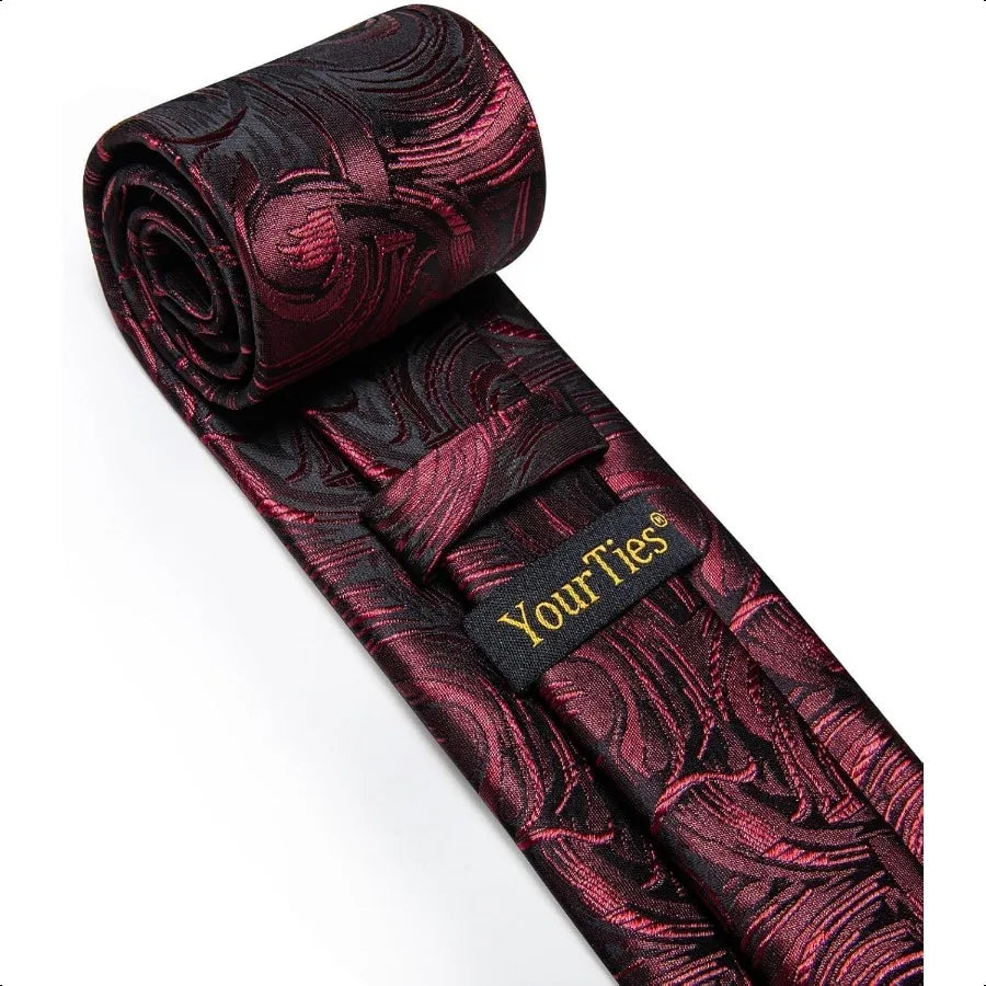 Paisley Tie Sets Floral Necktie Handkerchief Cufflinks Set Silk Woven Ties Business Wedding Party