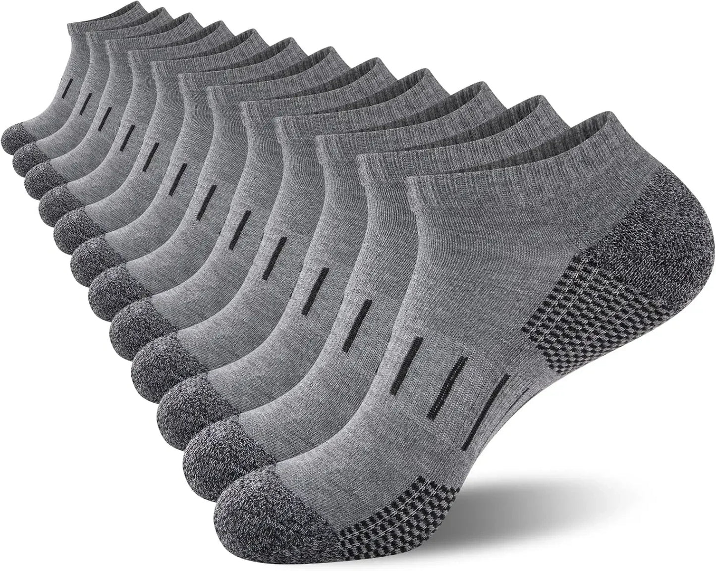 Mens Athletic Ankle Socks Moisture Wicking Cushion Running Low Cut Sock 6 Pack