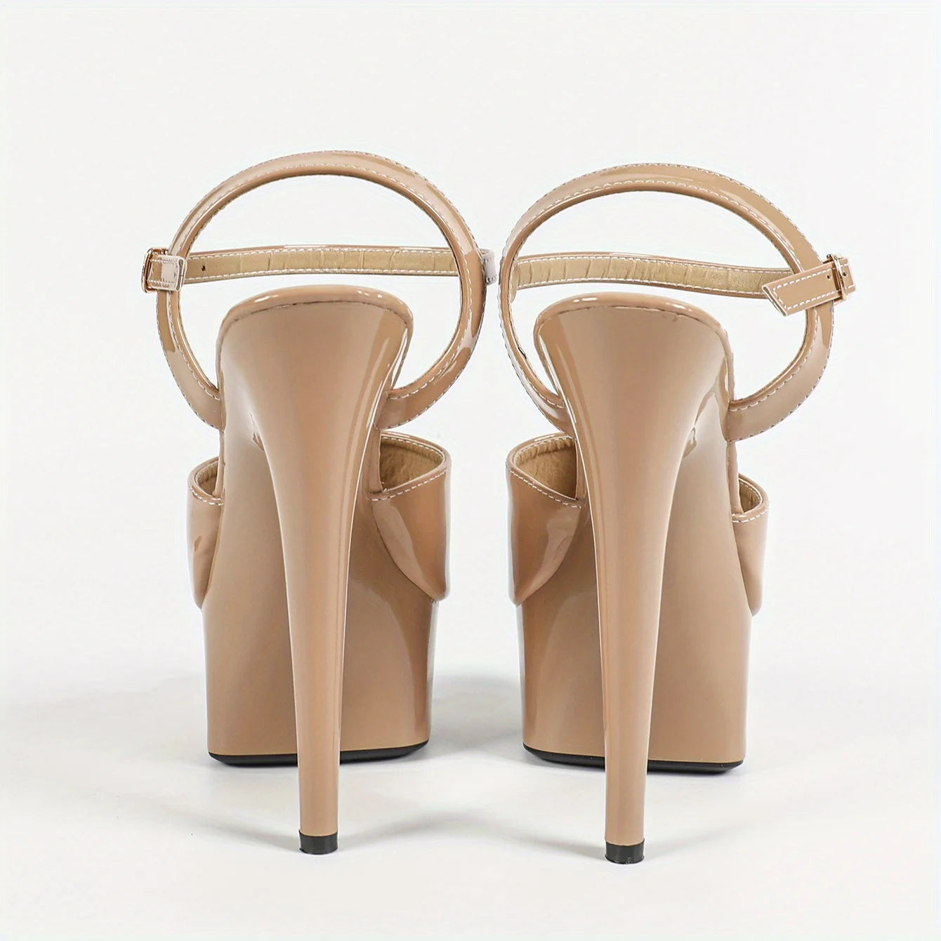 【Send from US Inc Taxs】Lacquer Leather High Heels, Slim Heels, Sexy, High-heeled Sandals, Women's Summer 5.9inch Khaki Color