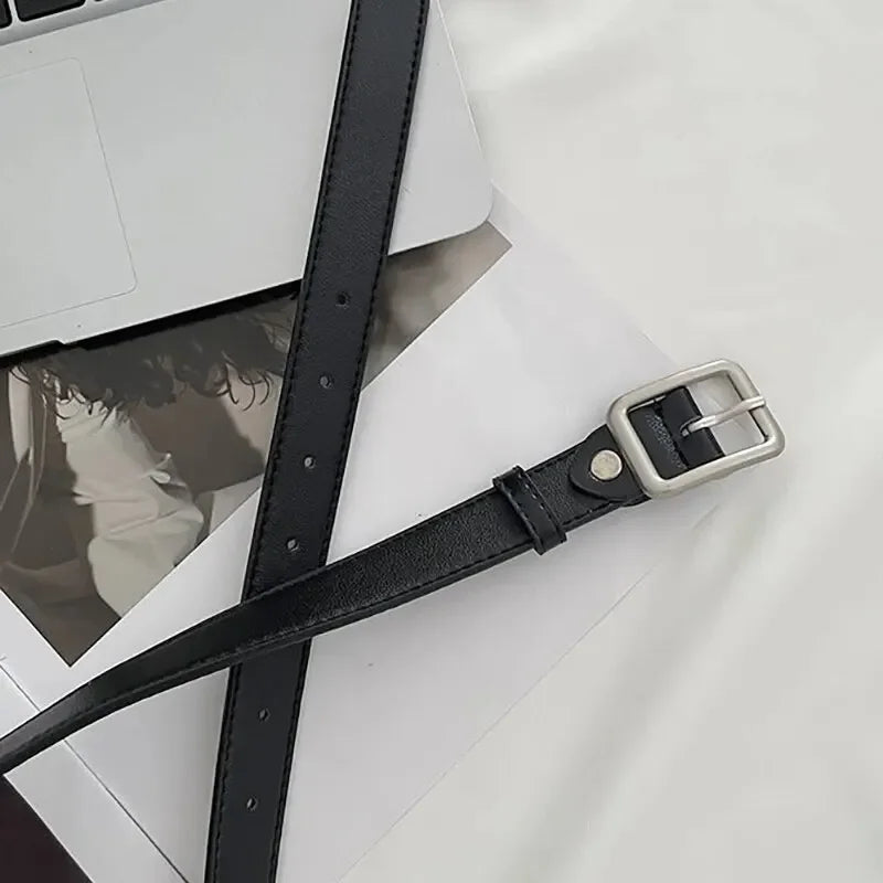 1pc Women's Belt Trendy Square Buckle Belt High End Genuine Soft PU Leather Belt Paired with Skirt Work Pants Jeans Belt Unisex