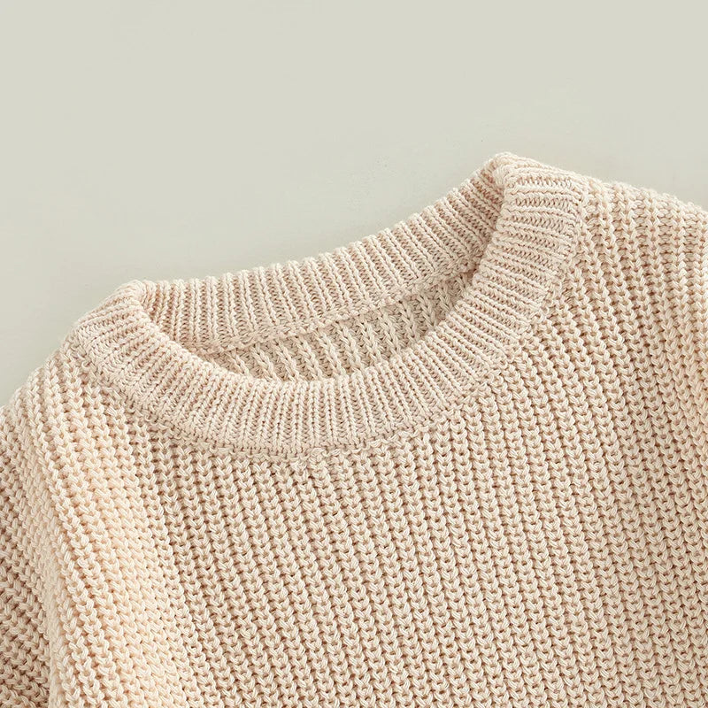Infant Toddler Crew Neck Sweaters Cozy Long Sleeve Knit Pullovers in Vibrant Solid Colors for Little Ones