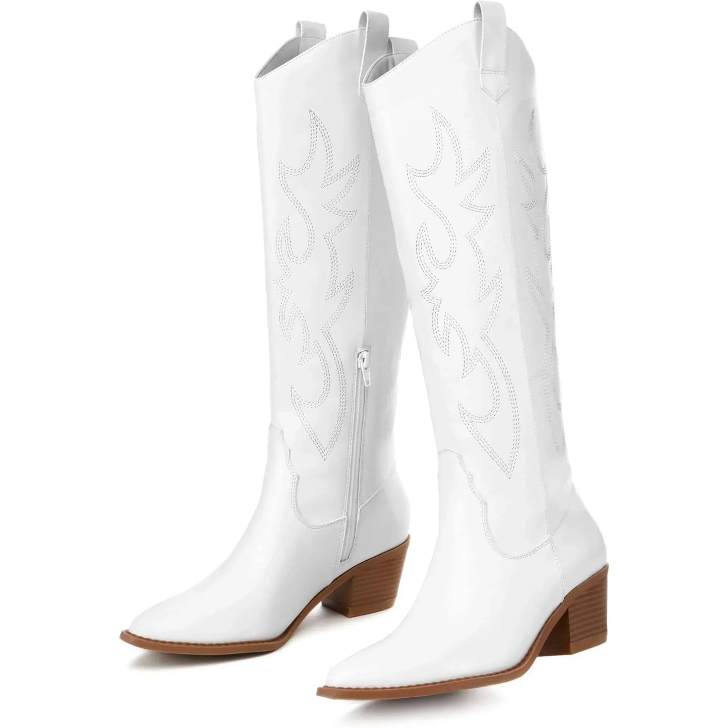 Women's Cowboy Boots Knee High Pointed Toe Western Cowgirl Boots Chunky Heel Embroidery Fashion Fall shoes for women