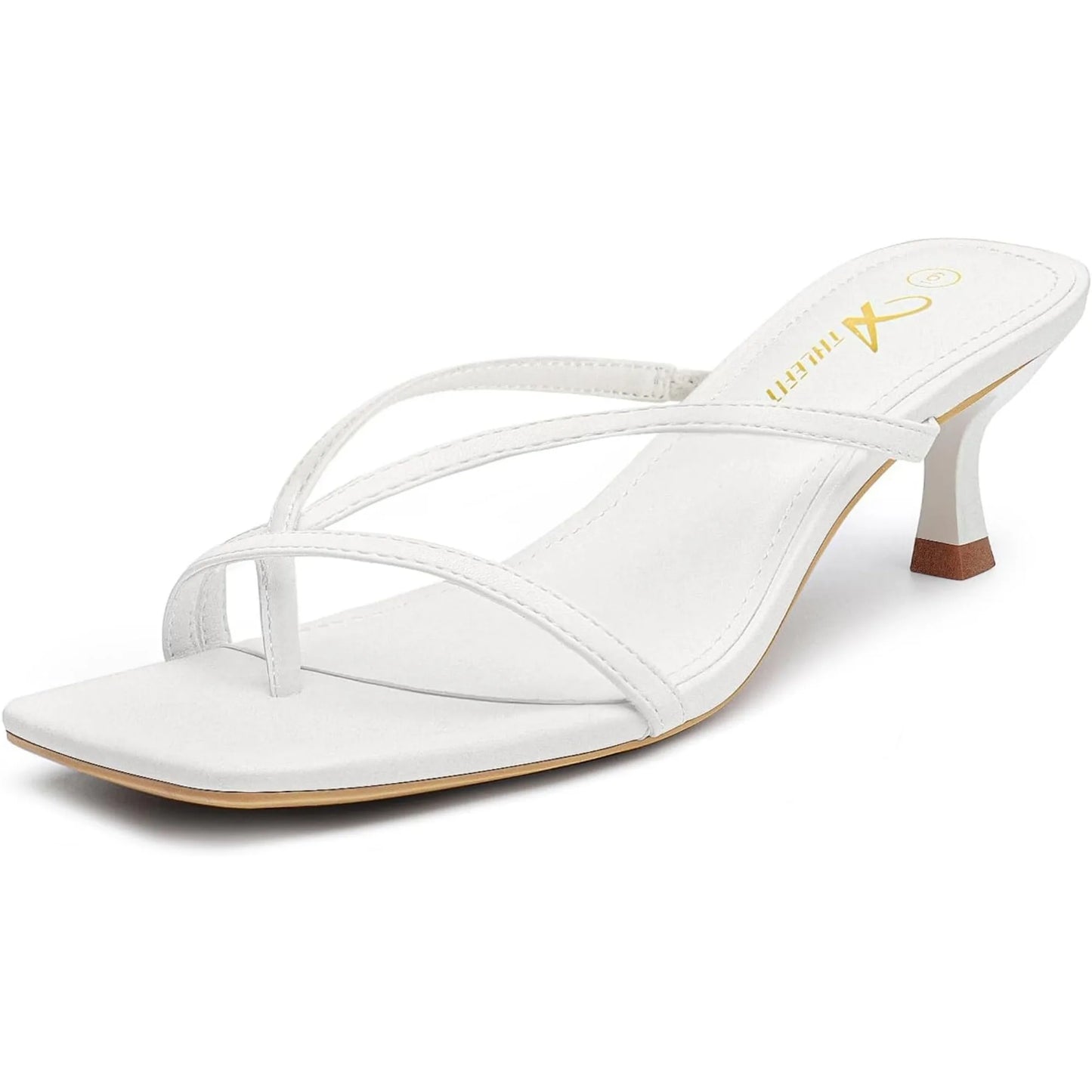 Women's Strappy Kitten Heels Flip Flops Square Open Toe Low Heels Fashion Party Dress Thong Heeled Sandals