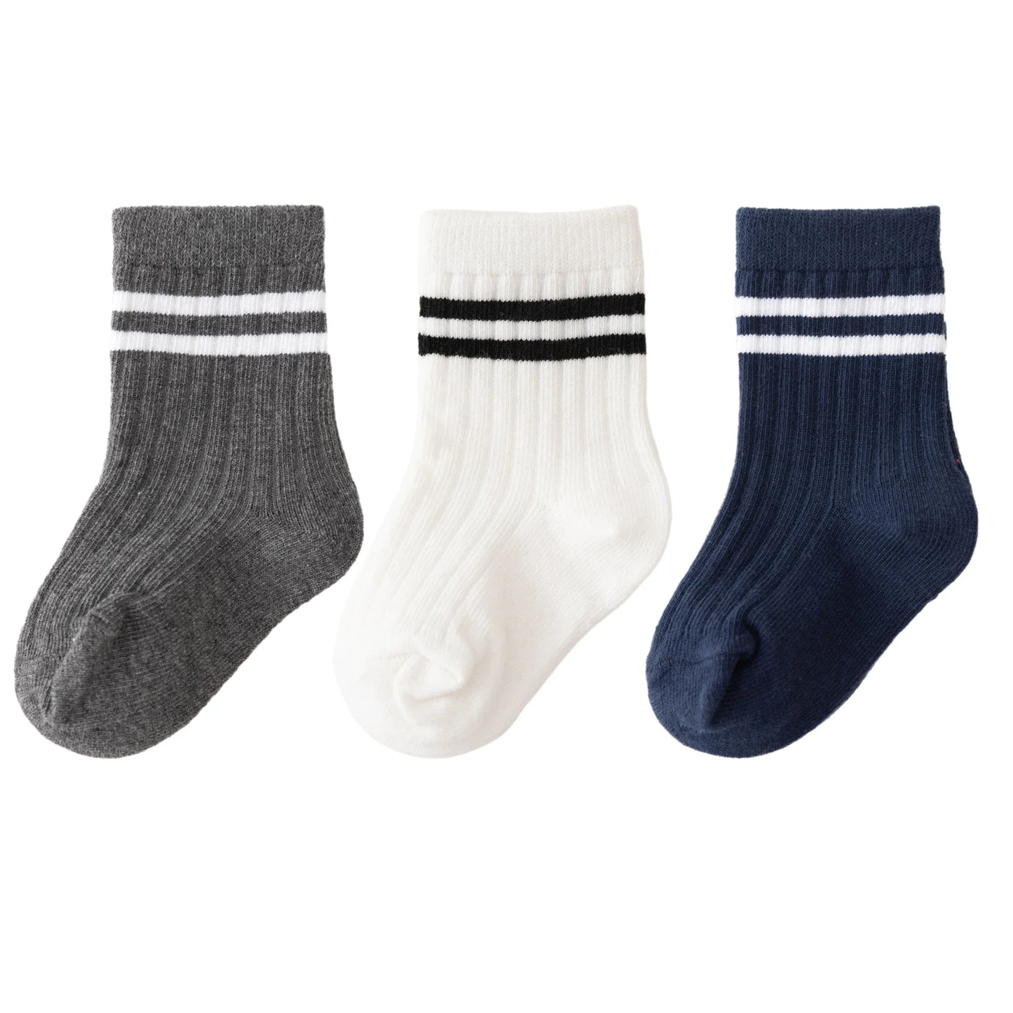 3pairs/lot Infant Boys Striped Socks Cotton Ribbed Stretch Mouthed Babies Boys Short Socks Newborn Toddler Boys Sporty Sock Pack