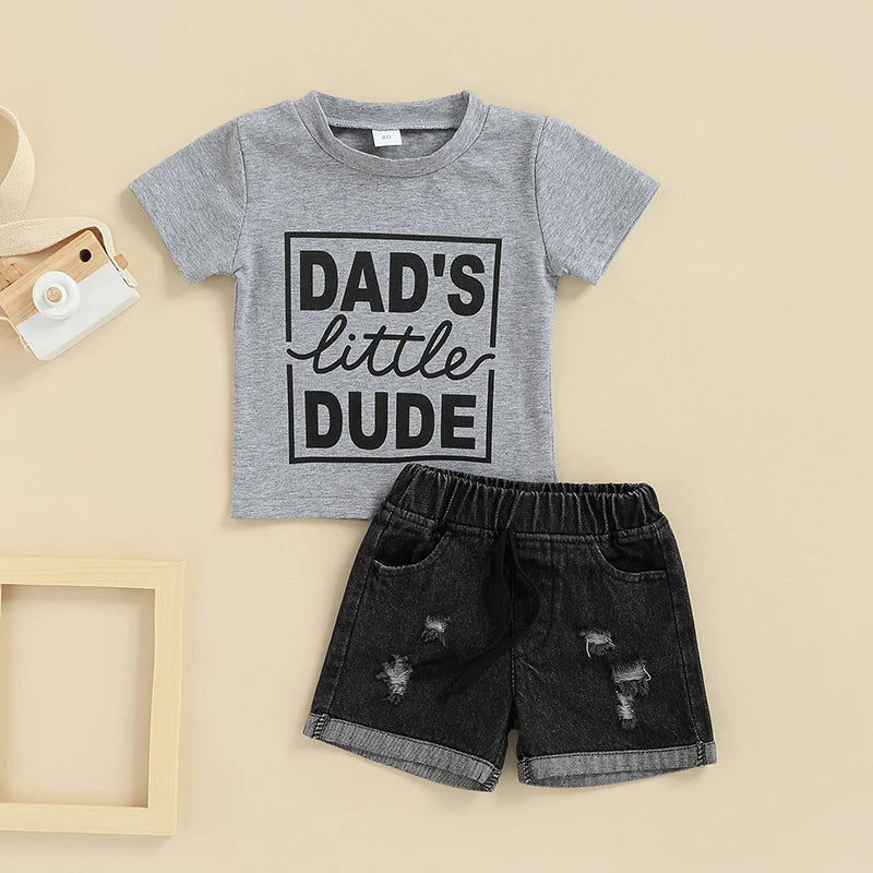 Baby Boys 2-Piece Outfit Set Blue Striped Long Sleeve Shirt and Denim Jeans 6-18 Months