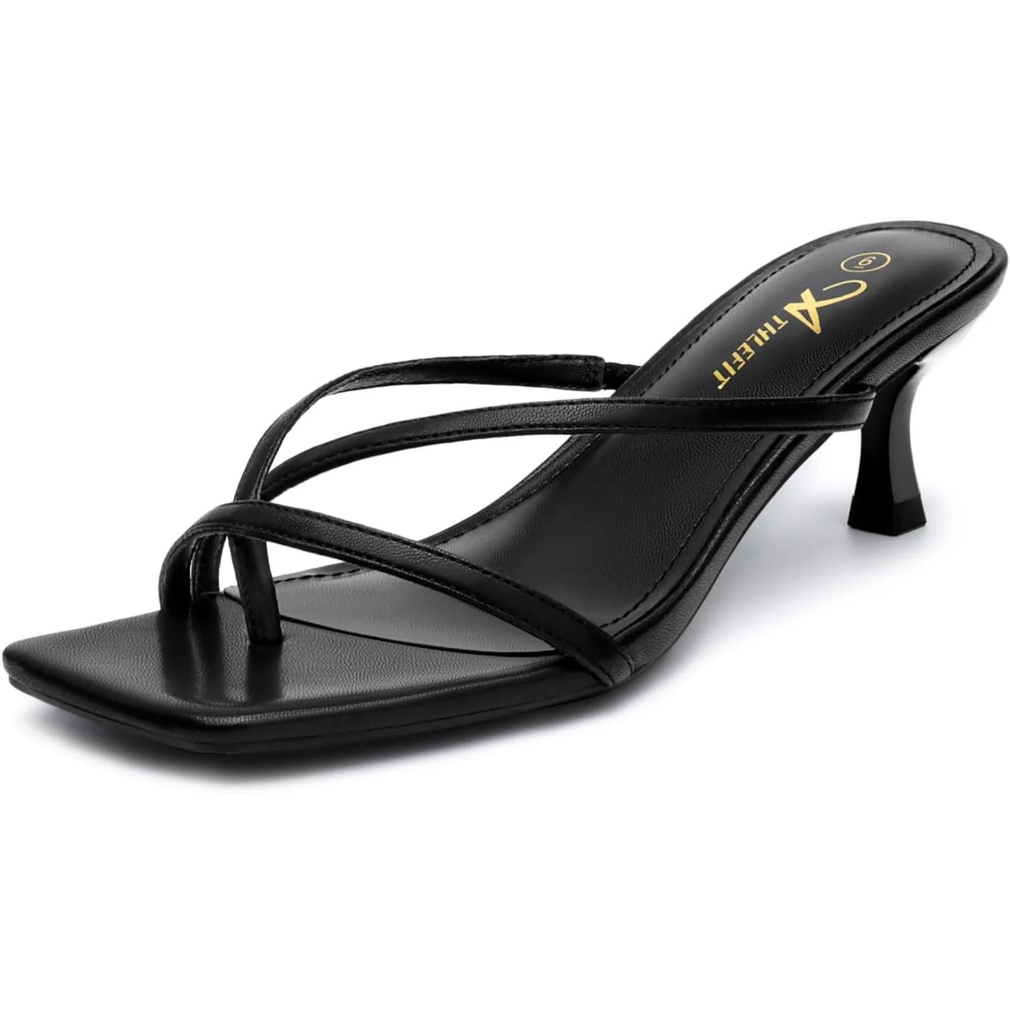 Women's Strappy Kitten Heels Flip Flops Square Open Toe Low Heels Fashion Party Dress Thong Heeled Sandals