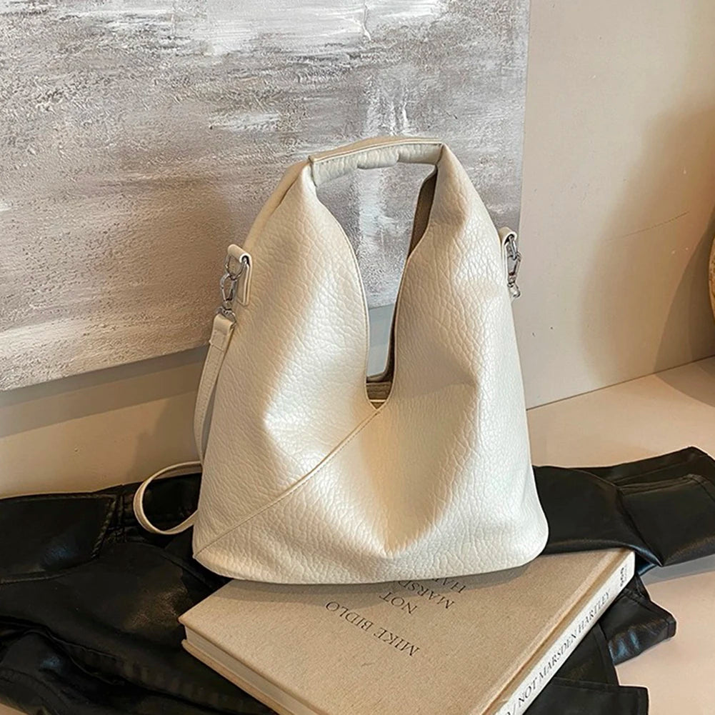 Tote Purse for Women Slouchy Shoulder Bag PU Leather Solid Hobo Bag Large Capacity for Work Travel Shopping
