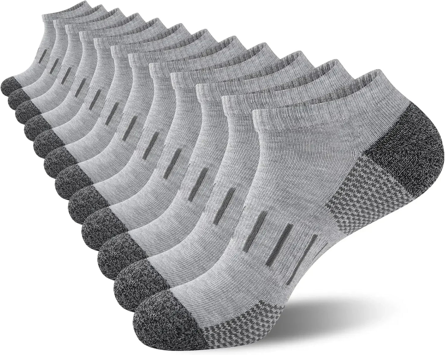 Mens Athletic Ankle Socks Moisture Wicking Cushion Running Low Cut Sock 6 Pack