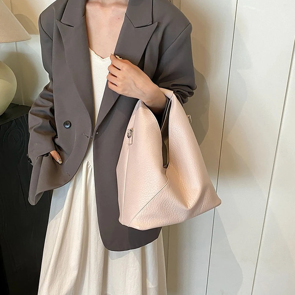 Tote Purse for Women PU Leather Solid Shoulder Bag Large Capacity Crossbody Bags 2024 Trend Ladies Handbag Versatile Satchel Bag