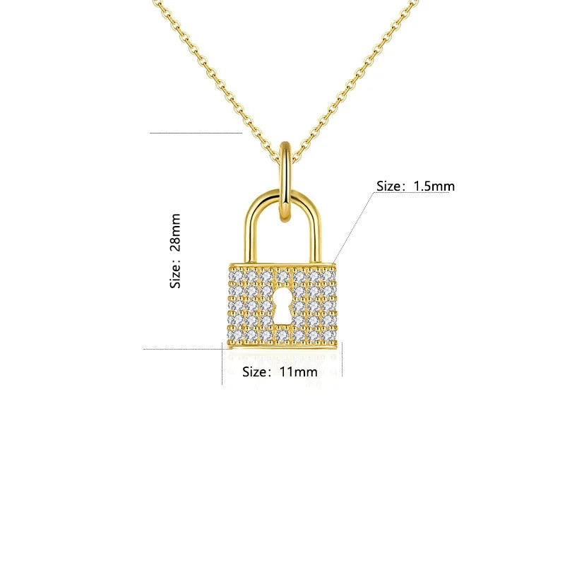 1pc s925 silver with 1.5mm*74pc full moissanite gold lock necklace