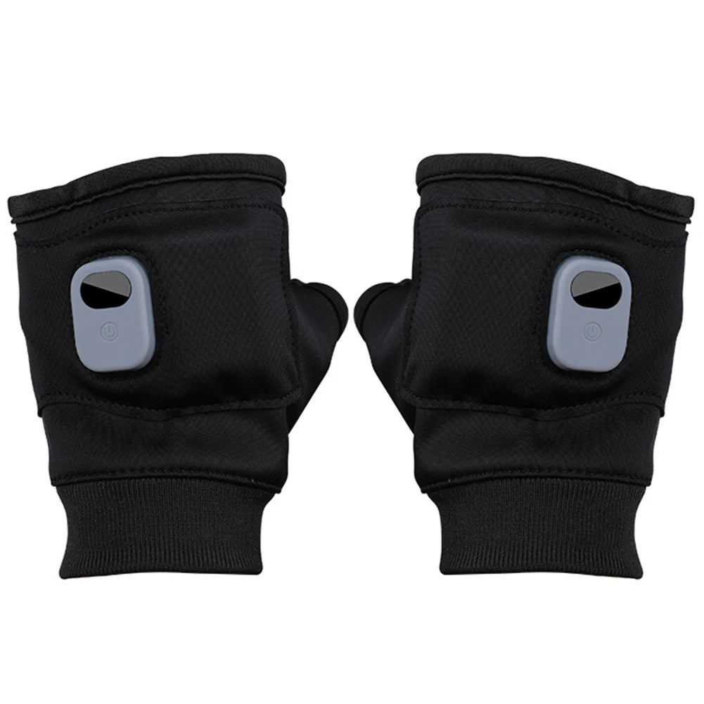 1PC Heating Gloves Rechargeable Winter Warm USB Electric Heated Gloves Fingerless Hand Warmer Thermal for Sports Skiing Gloves