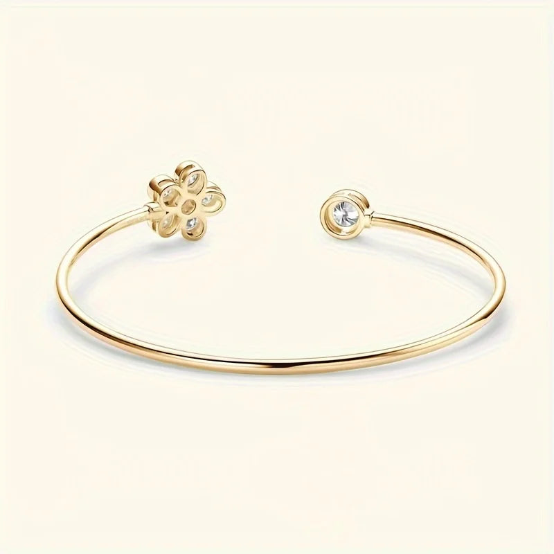 1pc s925 Silver with 1.1CT Moissanite Small Flower Bracelet for Men and Women | Gemstone Jewelry | Gifts for Him | Gifts for Her