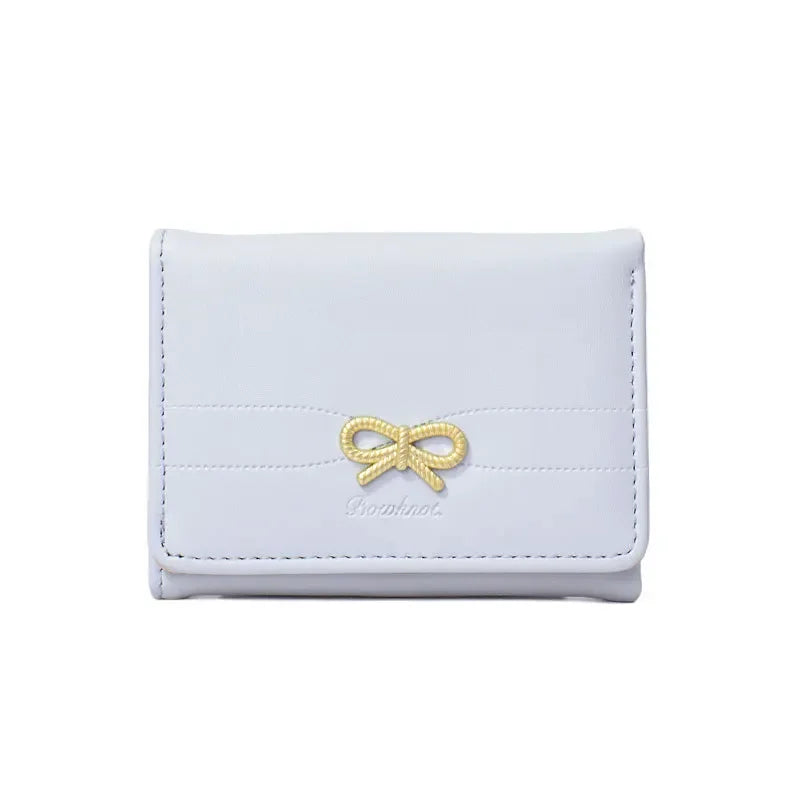 Fashion Wallets Girls Cute Bow Small Wallet Aesthetic Card Holder Classic Three Fold Purse For Women Student Simple Coin Pouch