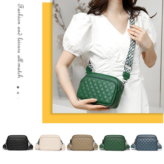 Women Crossbody Bag Genuine Leather Fashion Messenger Bags Simple Casual Portable Elegant Adjustable Straps Handbags and Purse