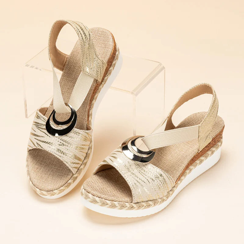 Women'S Sandals Thick Sole Wedge Shoes High Heels Hemp Rope Thick Sole Fish Mouth Leisure Outdoor Beach Casual Women'S Shoe