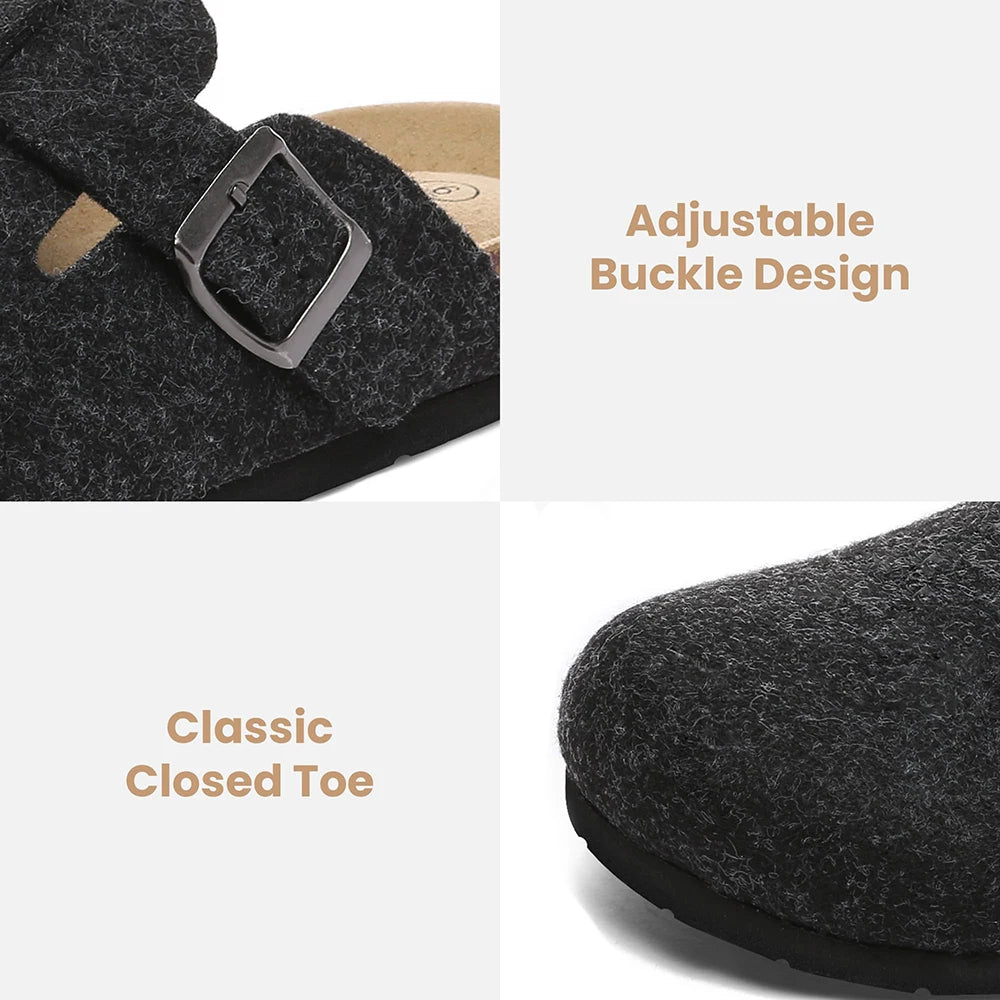 Women's Suede Clogs Shoes Adjustable Buckle Slip Casual Fashion Footbed Home Clog Falt Slippers New 2024