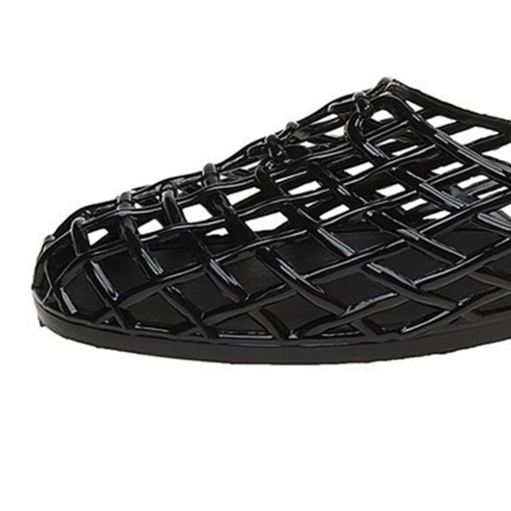 Women Jelly Flats Fashion Slip-On Flats Closed Toe Hollow Out Ballet Flats Lightweight Casual Flat Sandals for Summer Beach