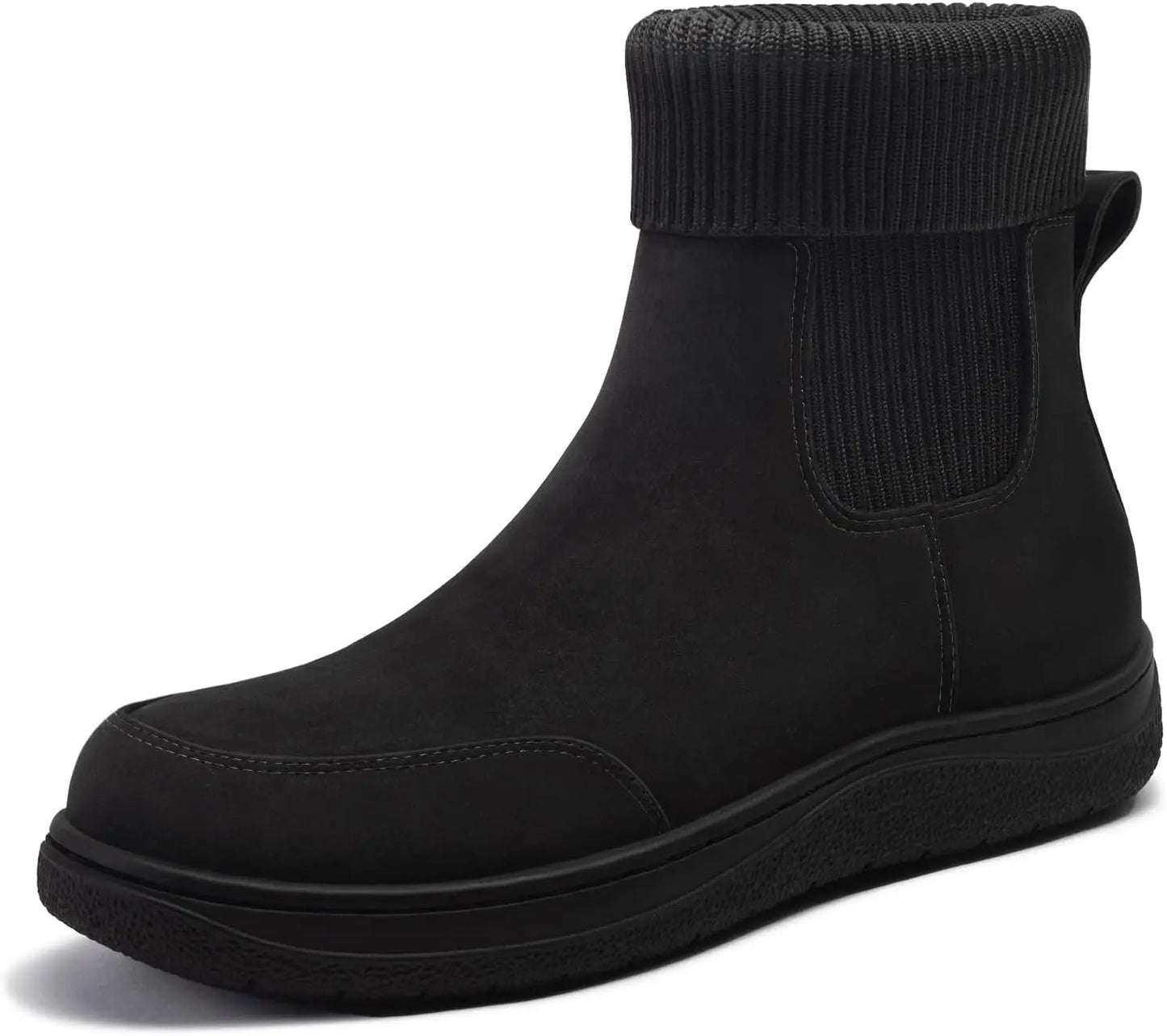 Women's Chelsea Ankle Boots Comfortable Winter Short Leather Boots Fashion Slip On Elastic Sock Booties Wide Width