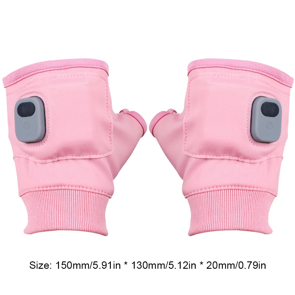 1PC Heating Gloves Rechargeable Winter Warm USB Electric Heated Gloves Fingerless Hand Warmer Thermal for Sports Skiing Gloves