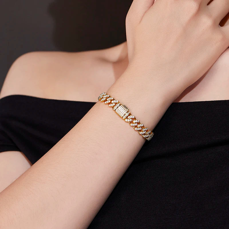 1pc S925 Sterling Silver with Moissanite 12mm Cuban Bracelet for Men and Women | Gemstone Jewelry | Gifts for Him | Gifts for He