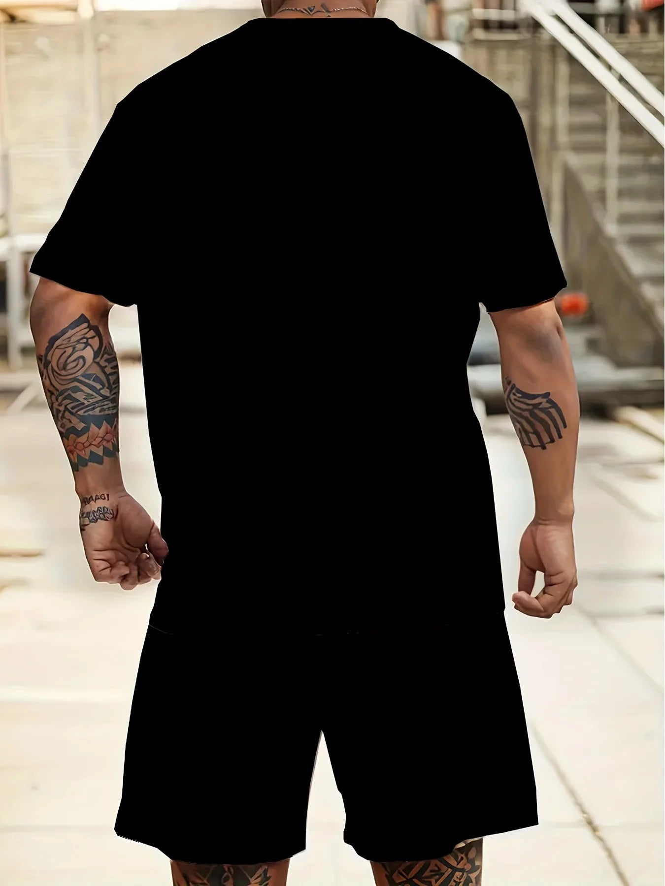 Men's trendy round neck short-sleeved shorts two-piece suit, 3D digital printing high-definition pattern, summer leisure and com