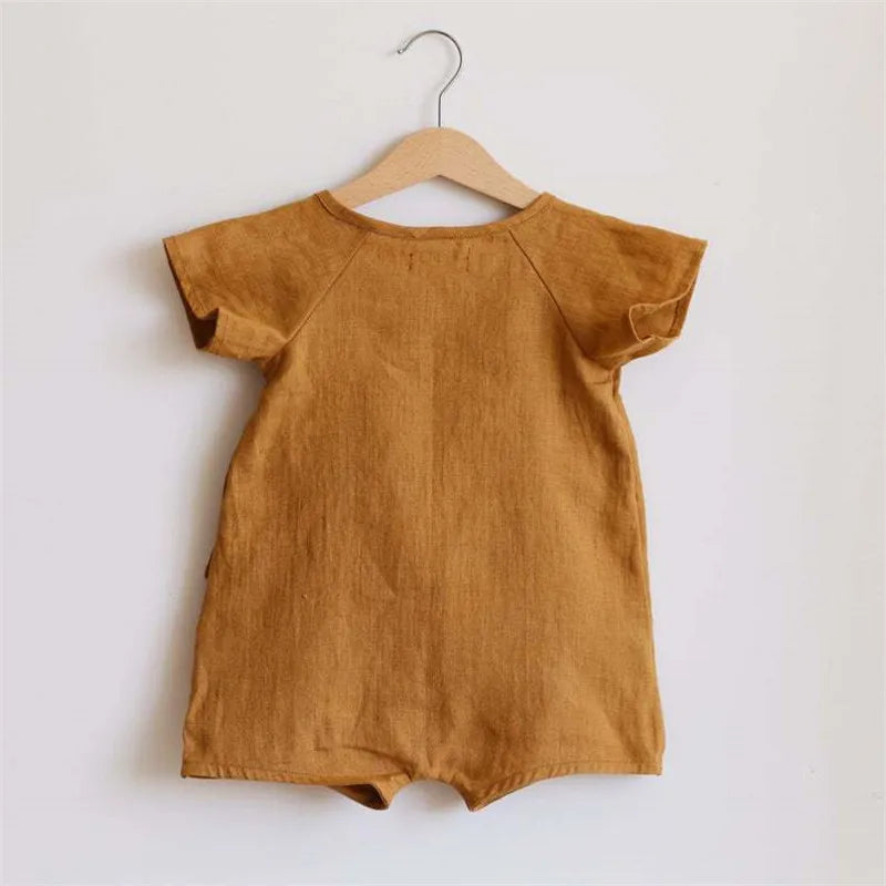 Linen Cotton Baby Boys Rompers Summer Infant Baby Bodysuit Casual Newborn Girls Jumpsuit Toddler Boys Bodysuit Overalls 0-24m