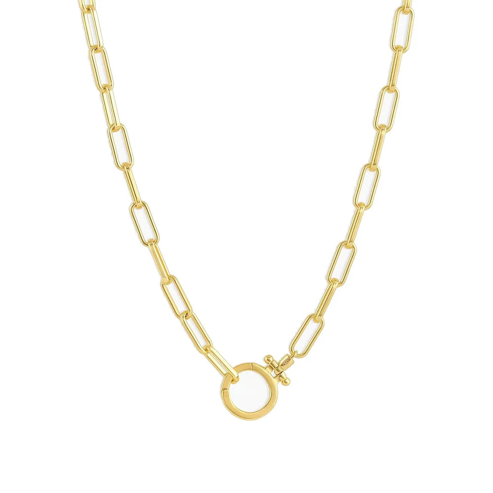 18k Silver or Gold Plated Parker Necklace for Women Adjustable Paperclip Link Chain with Chunky Clasp fine Jewelry Birthday Gift