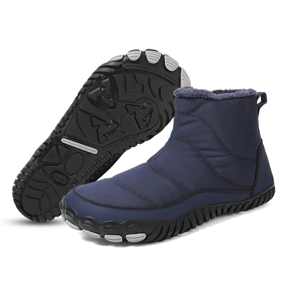 Winter Snow Boots Lightweight Barefoot Shoes Waterproof Casual Ankle Boots Zip Closure Fashion Warm Lined Booties for Men Women