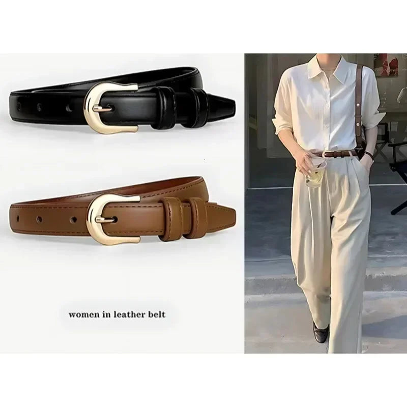 Belt Summer Brown Belt with Fine Matching Western Pants Simple and Versatile Belt 2024 New Fashion Decoration Belts for Women