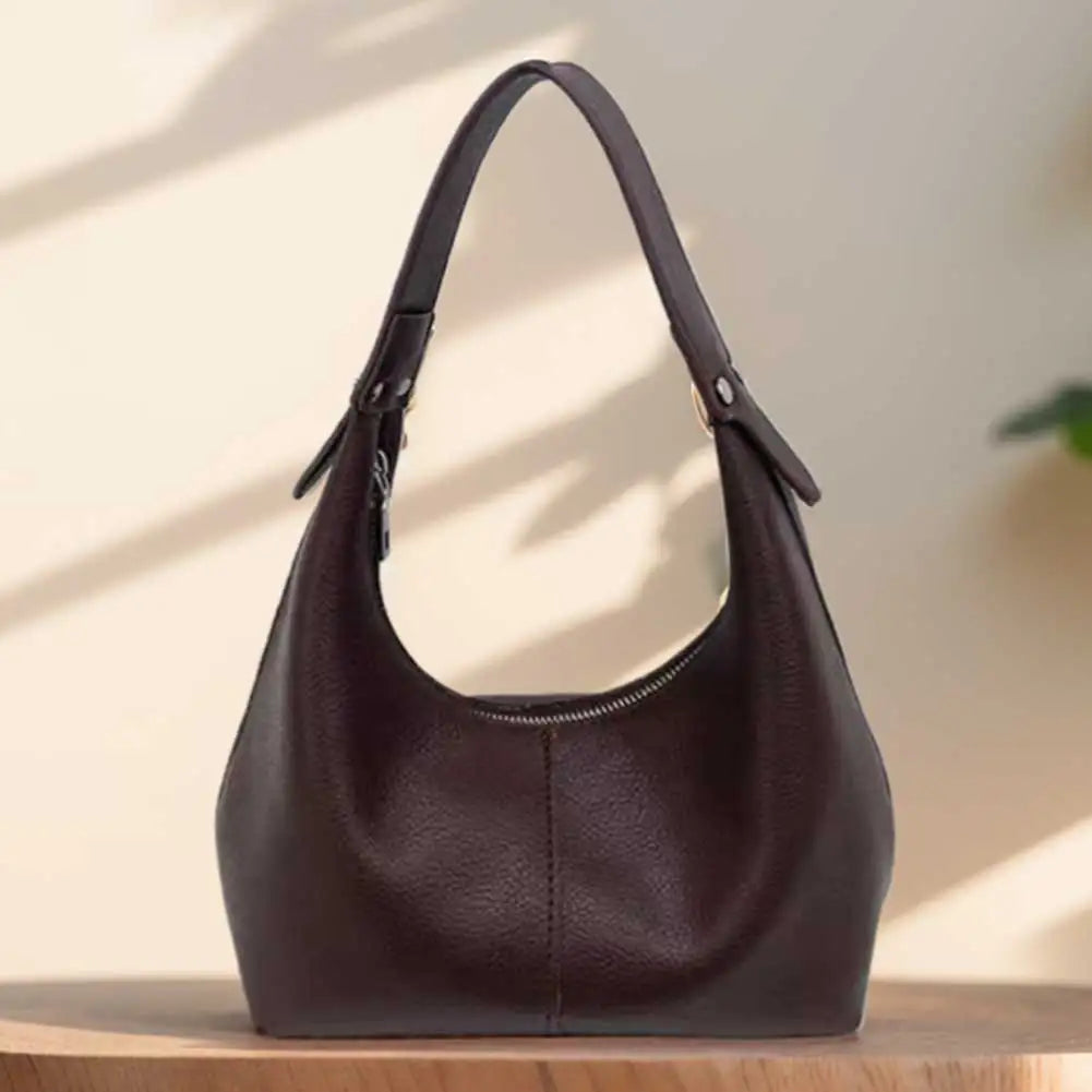 Women Simple Shoulder Purse PU Leather Soft Hobo Bags Solid Color Casual Armpit Handbag Girls Outdoor Daily Bag