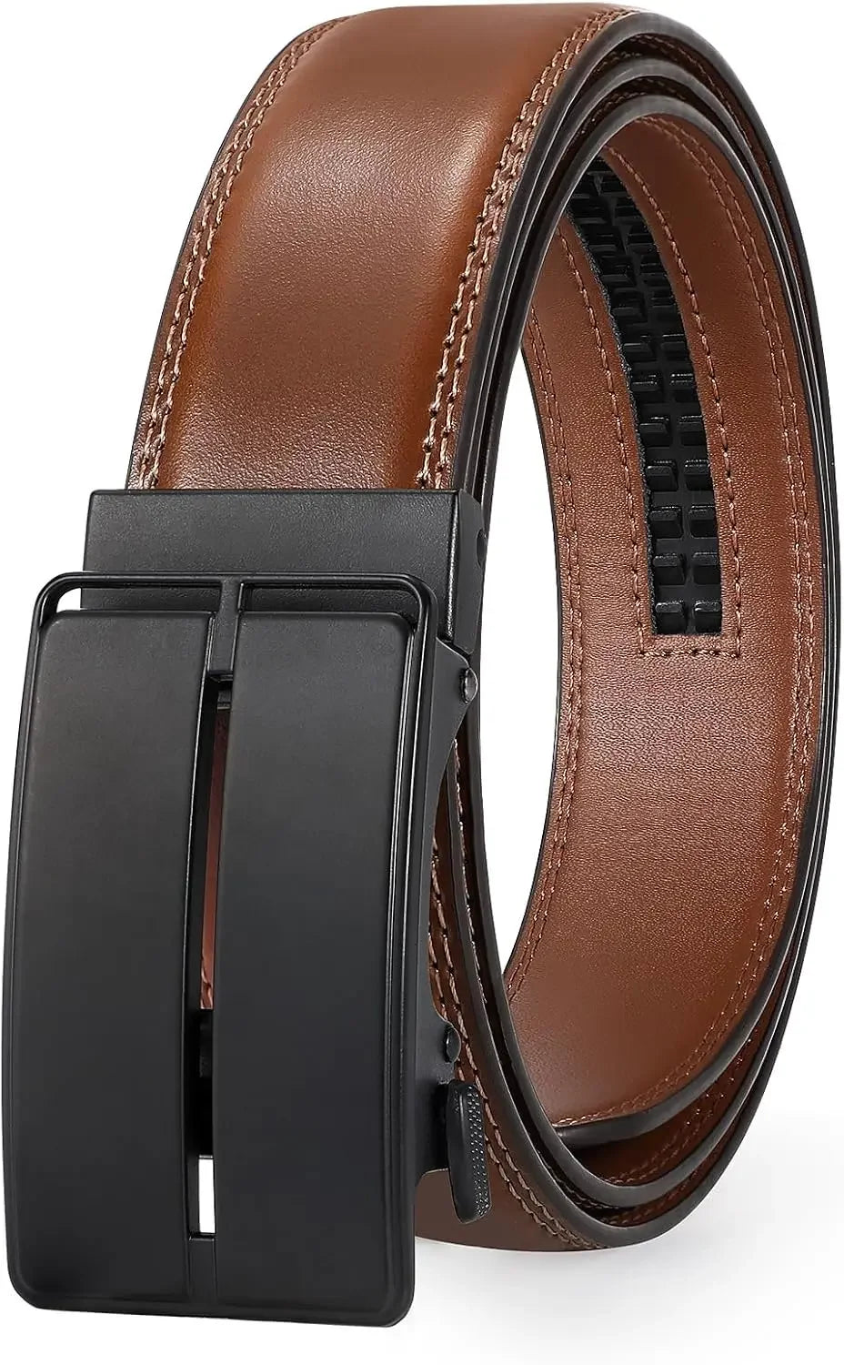 Mens Belt Leather Ratchet Belt For Men Automatic Ratchet Buckle 1 3/8" Slide Belt for Dress Pant