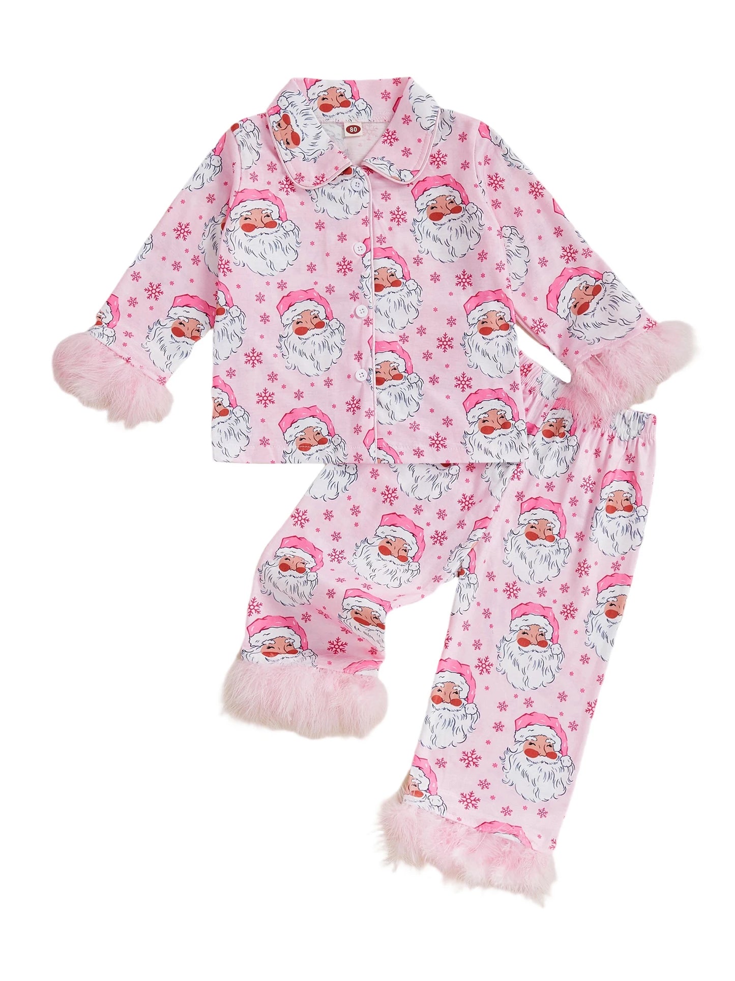 Adorable Infant Boy Holiday Pajama Set Reindeer Print Fleece Trimmed Button Up Long Sleeve Shirt and Pants with Matching Hat