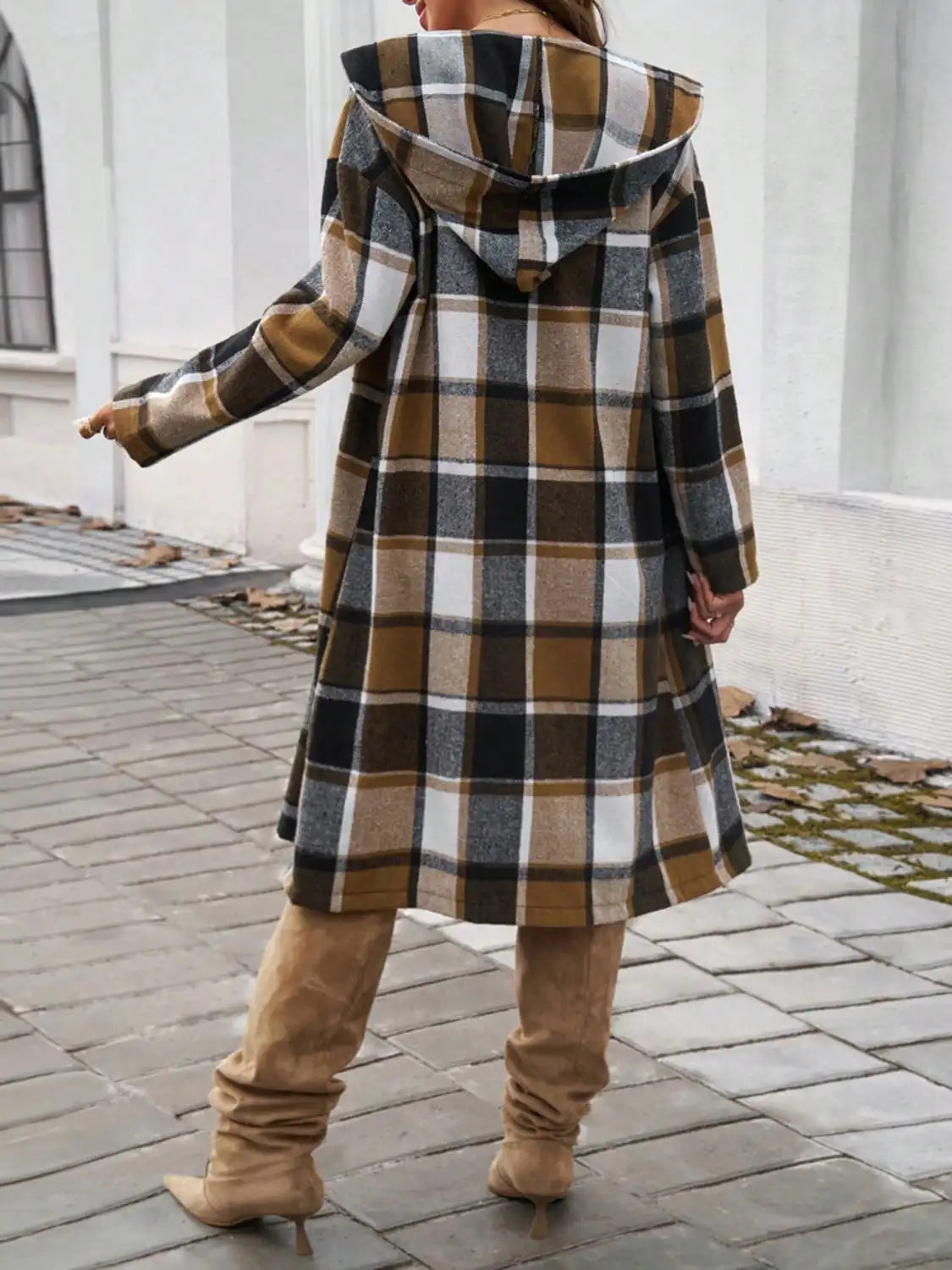 2025 Newest Women's Plaid Jacket Long Corduroy Shirt Casual Lapel Button Down Flannel Trench Coat