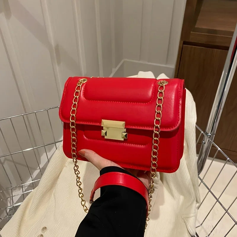 Chain Crossbody Bag, Classic Mini Shoulder Bag, Women's Simple Handbag & Square Purse