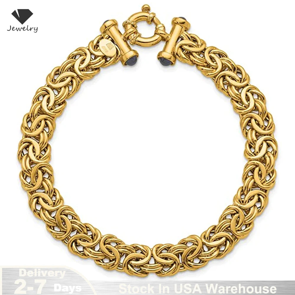 18K Gold Plated 8 Inches Braided Bracelet for Women Men 925 Sterling Silver Fashion Charm Couple Gift Jewelry Accessories USA