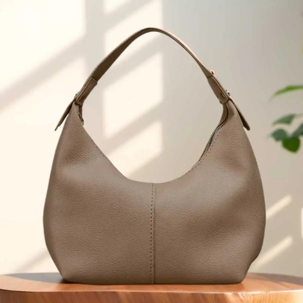 Women Simple Shoulder Purse PU Leather Soft Hobo Bags Solid Color Casual Armpit Handbag Girls Outdoor Daily Bag