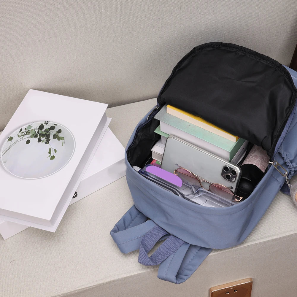 Fashion Women Large Capacity Travel Handbags Preppy Style Solid Color Zipper School Backpack Students Nylon Knapsacks