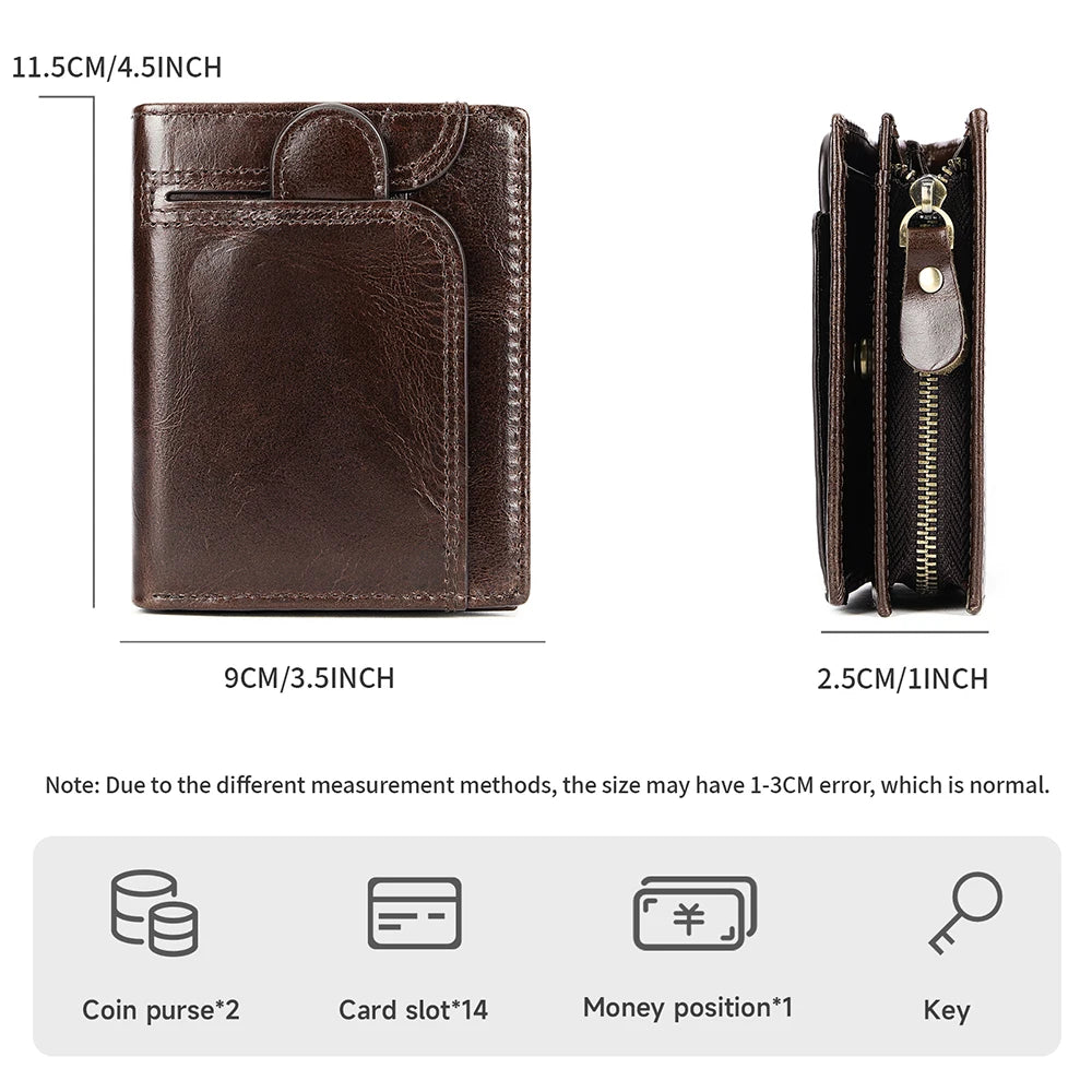 WESTAL RFID Men Wallets Genuine Leather Hasp Design Clucth Wallets for Cards Coin Purse Man Money Bags Wallet with Coin Pockets
