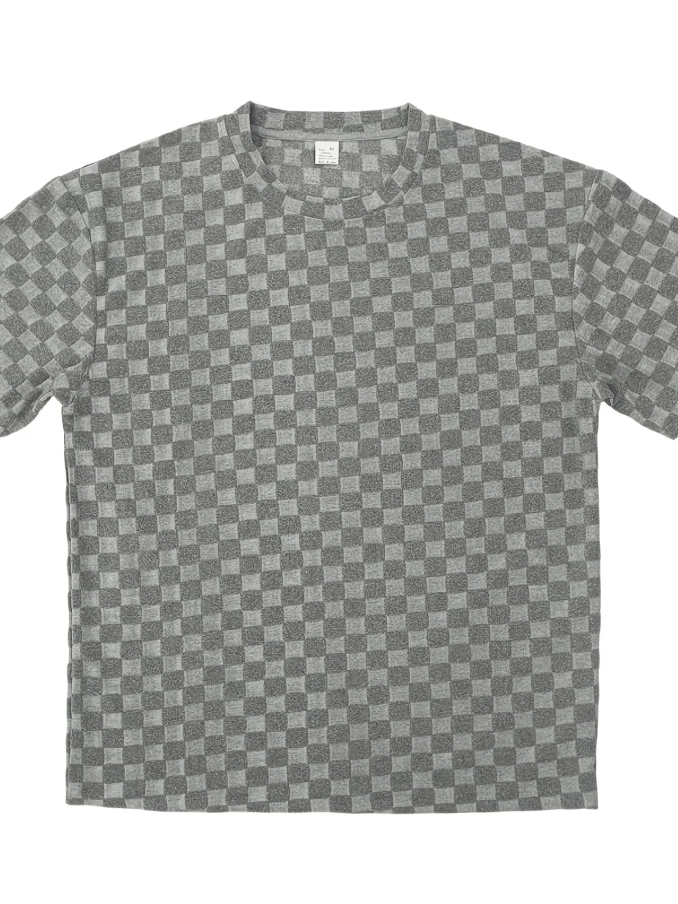 Men's Summer Jacquard Plaid Short-Sleeve T-Shirt And Loose Straight-Leg Casual Shorts Set