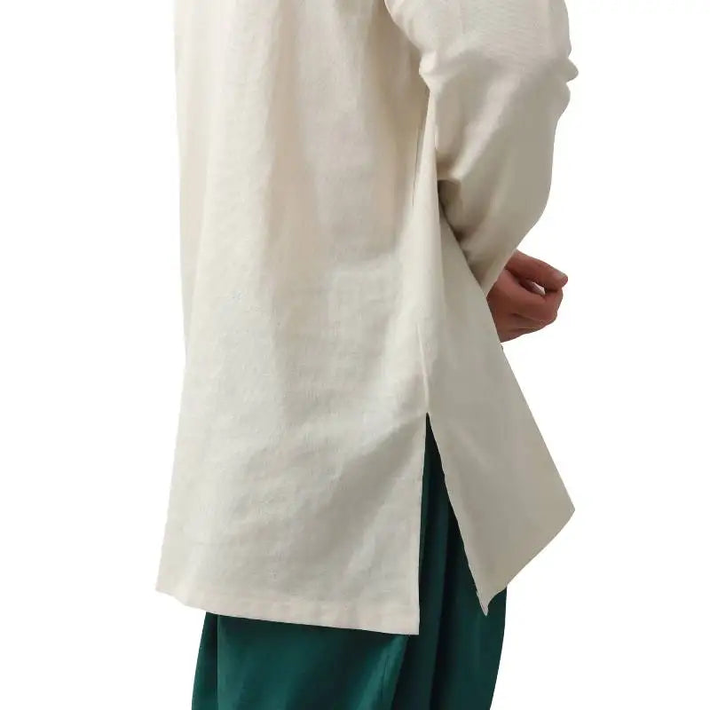 DAZCOS Mens Medieval Undershirts Retro Linen Tunic Long Sleeve Shirts Pirate Reenactment Viking Fancy Clothing Carnival Shirts