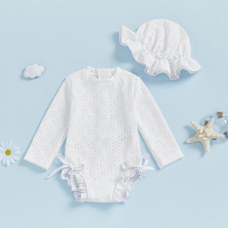 Baby Girl Floral Print Ruffle Sleeve Romper Dress with Matching Headband 2 Piece Set for Summer Outfit