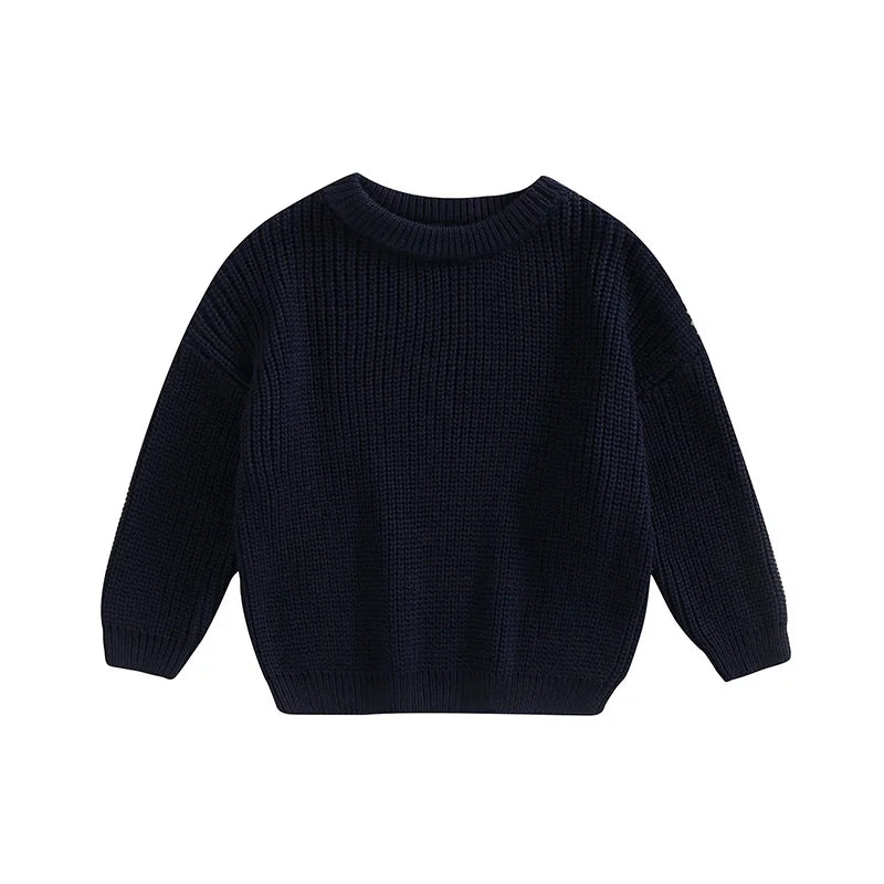 Infant Toddler Crew Neck Sweaters Cozy Long Sleeve Knit Pullovers in Vibrant Solid Colors for Little Ones