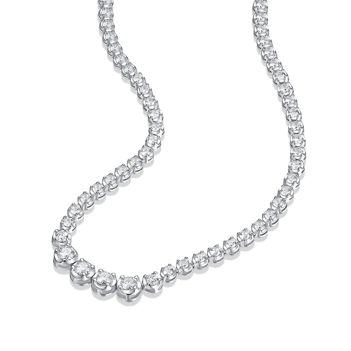 JIUZUAN Moissanite 4 Stone Tennis Necklace 925 Sterling Silver 18K Gold Plated Elegant Jewelry Comes with GRA Certificate