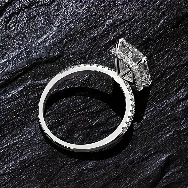 1pc S925 Sterling Silver Setting 1-4 Carat Cushion Moissanite, Eternity Band, Wedding Engagement Ring. Gifts For Mother | Gifts