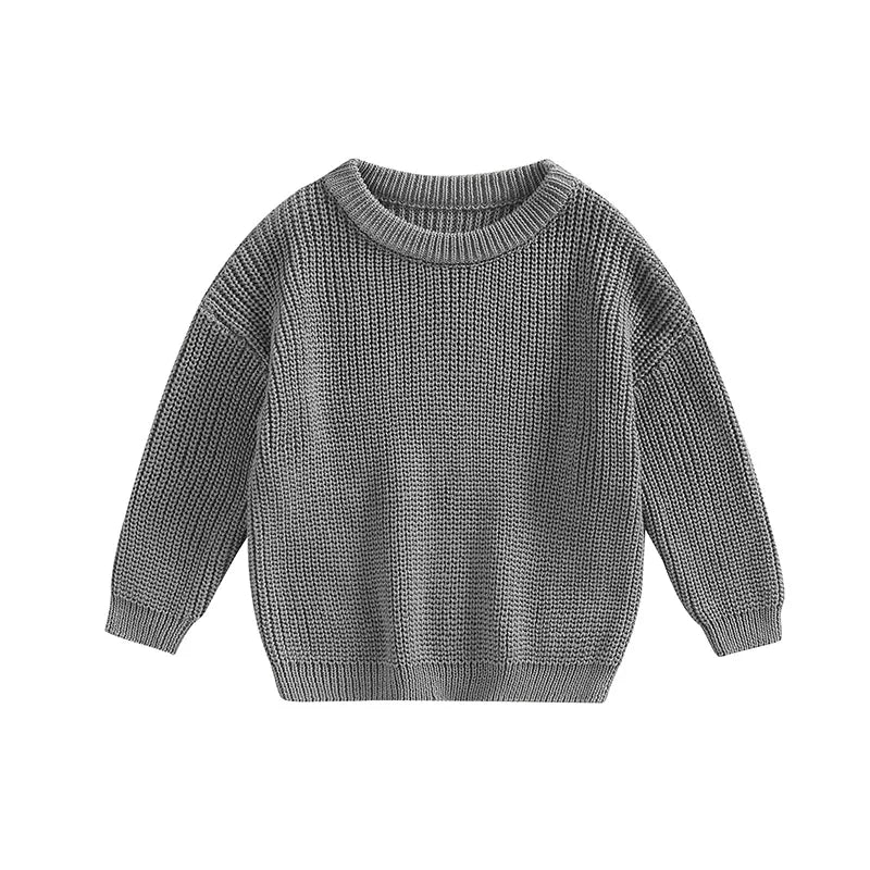 Infant Toddler Crew Neck Sweaters Cozy Long Sleeve Knit Pullovers in Vibrant Solid Colors for Little Ones