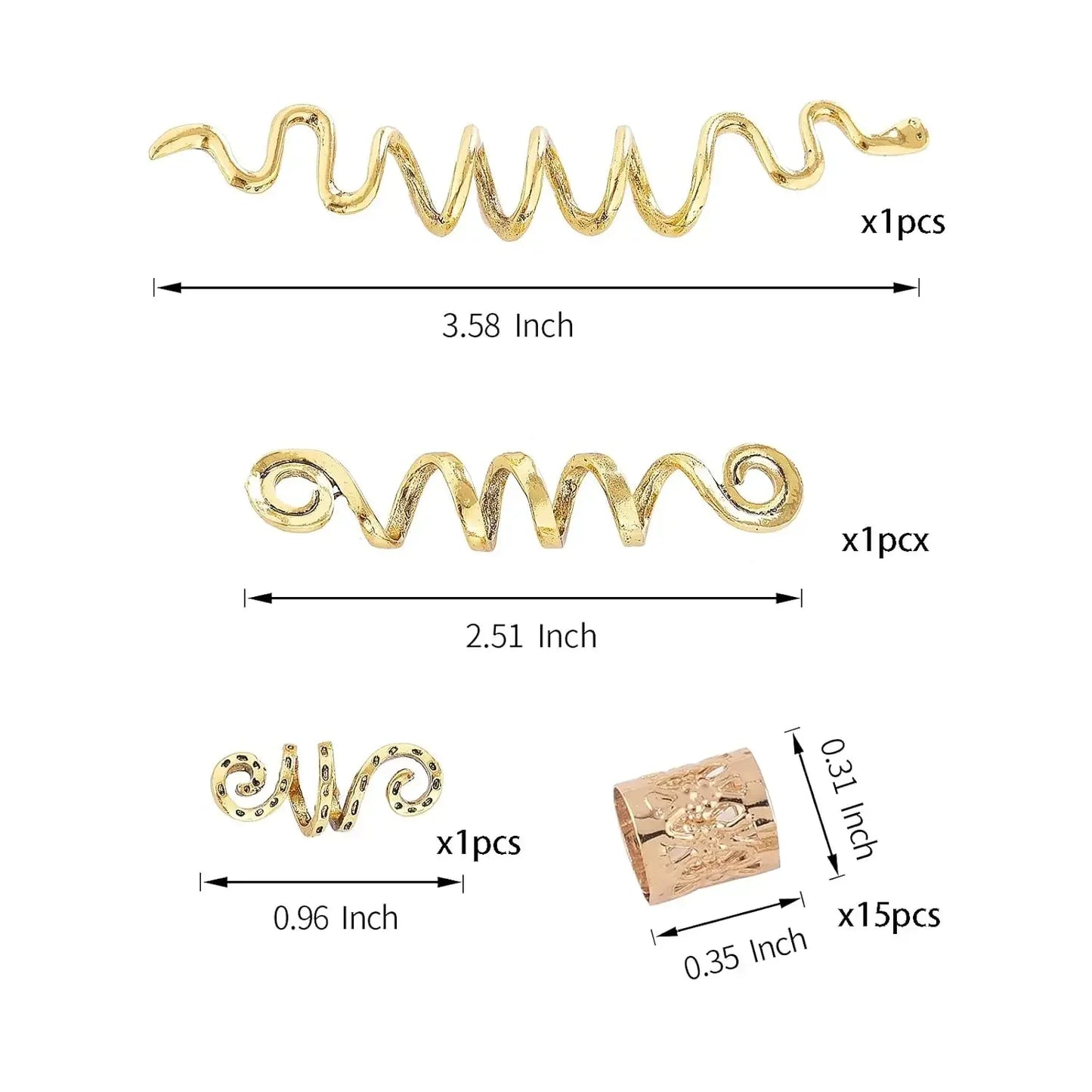 18Pcs Hair Accessories Loc Hair Jewelry for Women Braids, Dreadlock Beads Metal Hair Clips Decoration Gold(Multiple Styles)