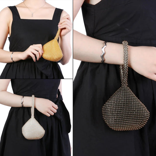 Fashion Women Evening Handbags with Zipper Metal Evening Pouch Irregular Shape Clutch Purse for Bridal Wedding Party