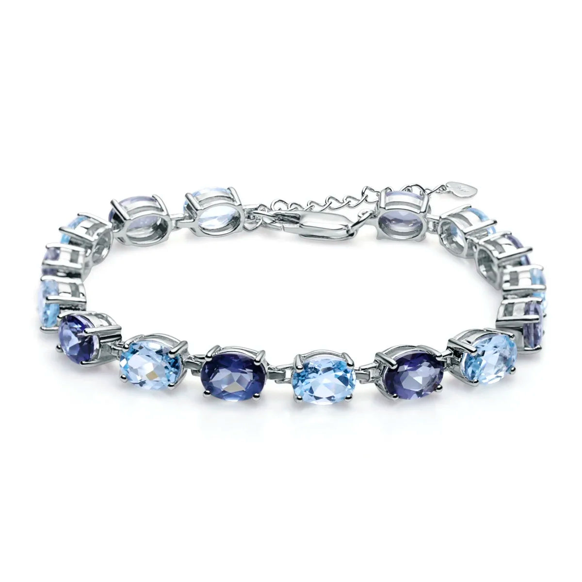 GEM'S BALLET 25.26Ct Natural Sky Blue Topaz Tennis Bracelet 925 Sterling Silver Gemstone Bracelets&bangle Fine Jewelry For Women